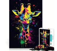 Puzzle da 1000 pezzi con giraffa al neon per adulti, ideale per rafforzare la memoria, rilassarsi e migliorare la qualità del gioco, perfetto come regalo di compleanno (38x52cm)