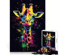 Puzzle da 1000 pezzi con giraffa al neon per adulti, ideale per rafforzare la memoria, rilassarsi e migliorare la qualità del gioco, perfetto come regalo di compleanno (38x52cm)