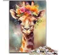 Puzzle da 1000 pezzi con giraffa colorata in legno, attività divertente da fare a casa, 50x75cm, gioco rompicapo per adolescenti, regalo perfetto per le feste