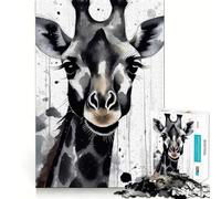 Puzzle da 1000 pezzi con giraffa dipinta ad acquerello,divertente per allenare la mente,con incastri precisi e senza spazi vuoti,ideale per momenti di condivisione con i propri cari (50x75cm)