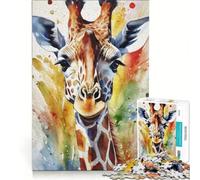 Puzzle da 1000 pezzi con giraffa dipinta ad acquerello un gioco interattivo che allena la mente e la manualità con pezzi a incastro di forma casuale 38x26cm