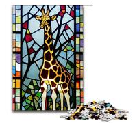Puzzle da 1000 pezzi con giraffa in vetro colorato per adulti puzzle impossibile antistress per ragazzi dai 14 anni in su 75x50 cm