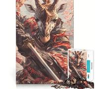 Puzzle da 1000 pezzi con giraffa samurai, ideale per adulti, gioco di logica e attività creative a casa, taglio liscio, sorpresa di Natale (38x26cm)