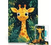 Puzzle da 1000 pezzi con giraffa sorridente nella giungla per adolescenti, ideale per migliorare la memoria, rilassare la mente e creare opere d'arte di alta qualità 38x26cm