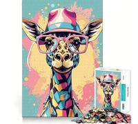 Puzzle da 1000 pezzi con giraffa stravagante dai colori pastello per ragazzi,divertente da giocare,con incastri precisi e senza spazi vuoti,ideale per una serata in famiglia (38x52cm)