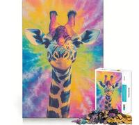Puzzle da 1000 pezzi con giraffa tie-dye per adulti, gioco di logica e intrattenimento rilassante, pezzo di alta qualità 50x75cm