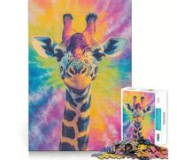 Puzzle da 1000 pezzi con giraffa tie-dye per adulti, gioco di logica e intrattenimento rilassante, pezzo di alta qualità 38x52cm