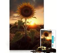 Puzzle da 1000 pezzi con girasole al tramonto e nuvole per adulti Gioco stimolante e divertente, taglio preciso, regalo speciale 38x26cm