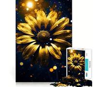 Puzzle da 1000 pezzi con girasole cosmico color oro neon per adulti e ragazzi, ideale per sviluppare le capacità cognitive, con bordi precisi e un design elegante (38x52cm)