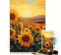 Puzzle da 1000 pezzi con girasole e alba per adolescenti, gioco rilassante con bordi precisi, ideale per i desideri di Babbo Natale 38x52cm