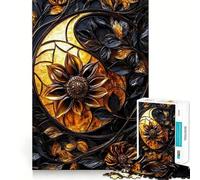 Puzzle da 1000 pezzi con girasole in vetro colorato per adulti e ragazzi, gioco di logica, tempo libero, bordi precisi, decorazione murale 50x75cm
