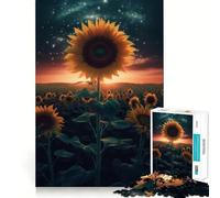 Puzzle da 1000 pezzi con Girasole, Terra e Spazio, per adulti, gioco di logica, divertimento condiviso, taglio di precisione, opera d'arte da esporre 38x52cm