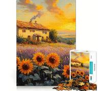 Puzzle da 1000 pezzi con girasoli e campo di lavanda per adolescenti ideale per migliorare la memoria per un gioco rilassante e per creare ricordi nitidi perfetto come regalo di Babbo Natale 50x75cm