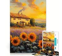 Puzzle da 1000 pezzi con girasoli e campo di lavanda per ragazzi, gioco stimolante e divertente, taglio preciso, regalo di Natale 38x52cm