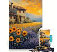 Puzzle da 1000 pezzi con girasoli e casetta di lavanda per adolescenti, ideale per migliorare la memoria e il tempo libero Pezzo unico con motivo natalizio 38x26cm