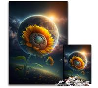 Puzzle da 1000 pezzi con girasoli e spazio, attività divertenti da fare a casa, regalo di compleanno, regali da viaggio 26X38CM/10,23x14,96 pollici