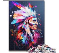 Puzzle da 1000 pezzi con gli indiani d'America, puzzle in legno, attività di legame familiare, regalo per la casa, gioco giocattolo per famiglie (dimensioni 50x75cm)