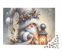 Puzzle da 1000 pezzi con gnomo di Natale e lanterna. Gnomo con lanterna accesa. Per adulti dai 12 anni in su. Giochi educativi. Decorazione per la casa. Compleanno. 38x26 cm.