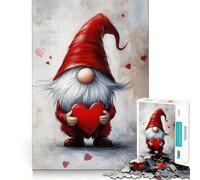 Puzzle da 1000 pezzi con gnomo di San Valentino che tiene un cuore,ideale per adolescenti,gioco stimolante per la mente,montaggio sicuro e stabile,attività divertente per tutta la famiglia (38x26cm)
