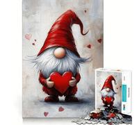 Puzzle da 1000 pezzi con gnomo di San Valentino che tiene un cuore,ideale per ragazzi,con attività di memoria,collegamento pulito e senza soluzione di continuità,rilassante e di gruppo al chiuso
