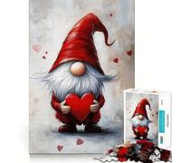 Puzzle da 1000 pezzi con gnomo di San Valentino che tiene un cuore,ideale per ragazzi,per un gioco divertente e di svago in famiglia (50x75cm)