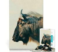 Puzzle da 1000 pezzi con gnu nella natura selvaggia,divertente gioco mentale,design a incastro perfetto, riunioni di famiglia (38x26cm)