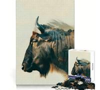 Puzzle da 1000 pezzi con gnu nella natura selvaggia per adulti Stimola la mente, rilassante e divertente Bordi uniformi Un regalo perfetto (50x75cm)