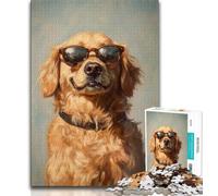 Puzzle da 1000 pezzi con Golden Retriever che indossa occhiali da sole per adulti e ragazzi, gioco per famiglie, antistress, sfida difficile, collezione di artisti, belle arti, 38x26cm
