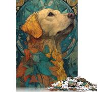 Puzzle da 1000 pezzi con Golden Retriever in stile Art Nouveau autunnale per adulti | Puzzle di carta sostenibili per adulti | Giochi da 1000 pezzi (75x50 cm)
