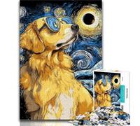 Puzzle da 1000 pezzi con Golden Retriever nel cielo notturno per adolescenti, giochi educativi, decorazione per la casa, adatto per la decorazione del desktop, 50x75cm
