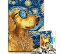 Puzzle da 1000 pezzi con Golden Retriever nel cielo notturno, per adulti e ragazzi, per ammazzare il tempo durante le vacanze, con pezzi completamente interconnessi e di forma casuale, 75x50cm