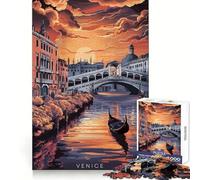 Puzzle da 1000 pezzi con gondola al tramonto di Venezia, ideale per ragazzi, per sviluppare le capacità cognitive, divertimento senza stress, tagli precisi e come regalo speciale (38x52cm)
