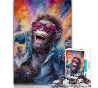 Puzzle da 1000 pezzi con gorilla colorati per adolescenti antistress sfida difficile migliora l'amore tra coppie (26x38cm)