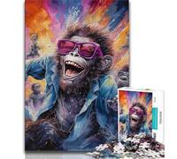 Puzzle da 1000 pezzi con gorilla colorati puzzle da 1000 pezzi per adolescenti e adulti con poster abbinato e foglio di quiz per età dai 14 anni in su (50x75cm)