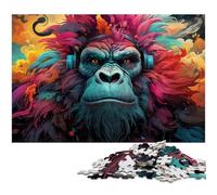 Puzzle da 1000 pezzi con gorilla colorati, puzzle difficili per adulti e adolescenti, serata di giochi in famiglia, idea regalo stimolante per il cervello, 26X38CM/10,23x14,96 pollici.