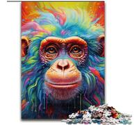 Puzzle da 1000 pezzi con gorilla colorati, puzzle in legno, regalo perfetto per compleanni, Natale, Halloween, Ringraziamento, Pasqua (dimensioni 50x75cm)