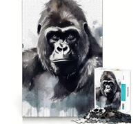 Puzzle da 1000 pezzi con gorilla dipinto ad acquerello,gioco per ragazzi che stimola la concentrazione,con bordi lisci e tagliati con precisione,ideale come regalo di Natale (38x26cm)