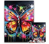 Puzzle da 1000 pezzi con graffiti artistici a farfalla per adulti, puzzle in legno per decorazioni per la casa, allenamento del cervello e regali per le feste, 50x75CM/19,68x29,52 pollici.