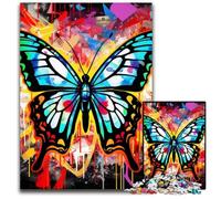 Puzzle da 1000 pezzi con graffiti artistici a forma di farfalla per adulti, rompicapo impegnativo, gioco per adulti, attività interattiva per famiglie, 26X38CM/10,23x14,96 pollici.