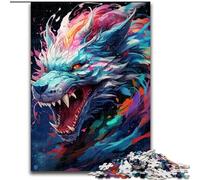 Puzzle da 1000 pezzi con graffiti colorati e drago volante in legno, rompicapo ad alta difficoltà per adolescenti, 50x75cm, Natale o compleanni