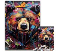 Puzzle da 1000 pezzi con graffiti dell'orso bruno per adulti, gioco creativo per famiglie e decorazioni per la casa, regalo di Natale perfetto per adolescenti, 50x75CM/19,68x29,52 pollici