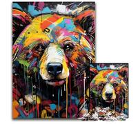 Puzzle da 1000 pezzi con graffiti dell'orso bruno, rompicapo impegnativo, attività per la famiglia, decorazione per la casa, regalo di Natale 50x75CM/19,68x29,52 pollici