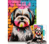 Puzzle da 1000 pezzi con graffiti di cane Shih Tzu per adolescenti, ideale per migliorare la memoria, calmare la mente e creare un'opera d'arte nitida e da collezione 50x75cm