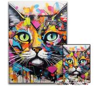 Puzzle da 1000 pezzi con graffiti di gatto per adulti, puzzle in cartone per decorazioni per la casa, allenamento del cervello e regali per le feste, 26X38CM/10,23x14,96 pollici.
