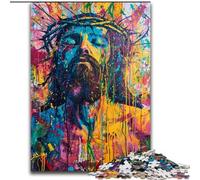 Puzzle da 1000 pezzi con graffiti di Gesù per adulti e adolescenti, gioco stimolante, ogni pezzo è unico - gioco stimolante e divertente per tutta la famiglia (50x75cm)