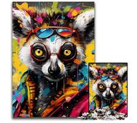 Puzzle da 1000 pezzi con graffiti di lemuri per adulti, ideale per gli innamorati, perfetto come regalo di Natale, Capodanno e San Valentino, 50x75CM/19,68x29,52 pollici.