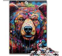 Puzzle da 1000 pezzi con graffiti di orso bruno per adulti, 1000 pezzi, regalo perfetto per compleanni, feste, decorazioni per feste spaziali (dimensioni 26x38cm)