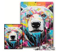Puzzle da 1000 pezzi con graffiti di orso polare, dimensioni 50x75cm, design intricato per adolescenti, decorazioni fai da te e divertimento che stimola la mente.