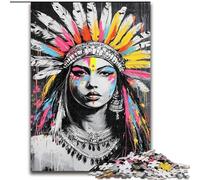 Puzzle da 1000 pezzi con graffiti di principesse indiane per adulti e adolescenti, giochi educativi, decorazioni per la casa, adatti per la decorazione del desktop (26x38cm)