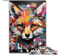 Puzzle da 1000 pezzi con graffiti di volpe, puzzle impossibili per adulti, attività di unione familiare, feste e compleanni (dimensioni 50x75cm)